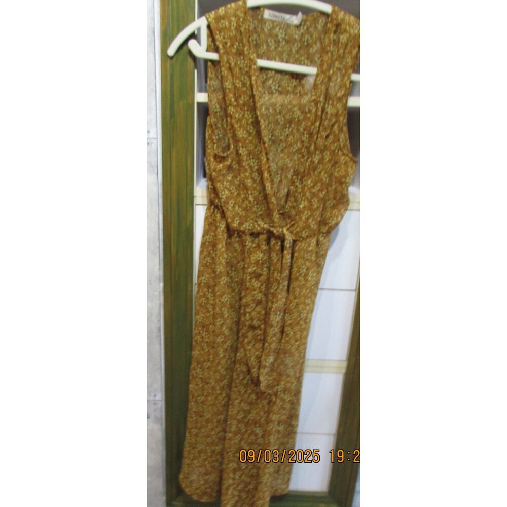 Liberty Lane size M sheer dress overlay ditsy flower floral print fall color tie